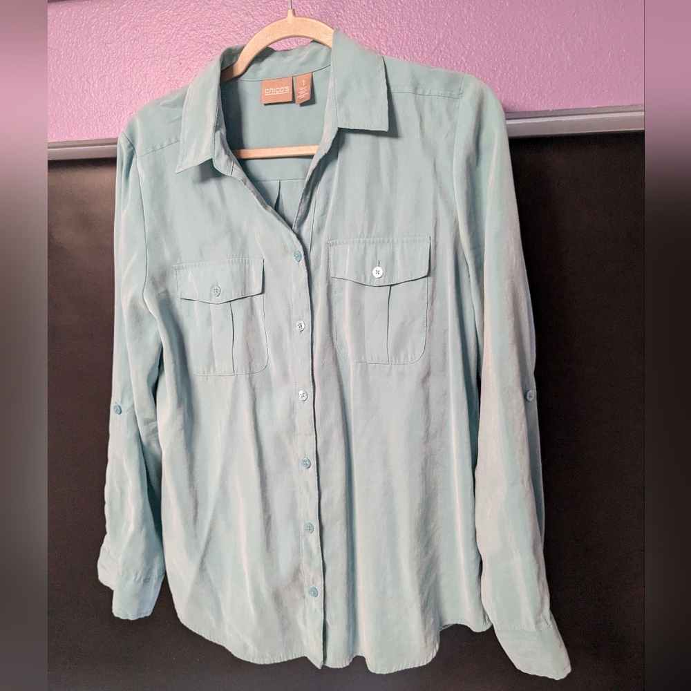 EUC Chico's light teal modal blend shirt size M